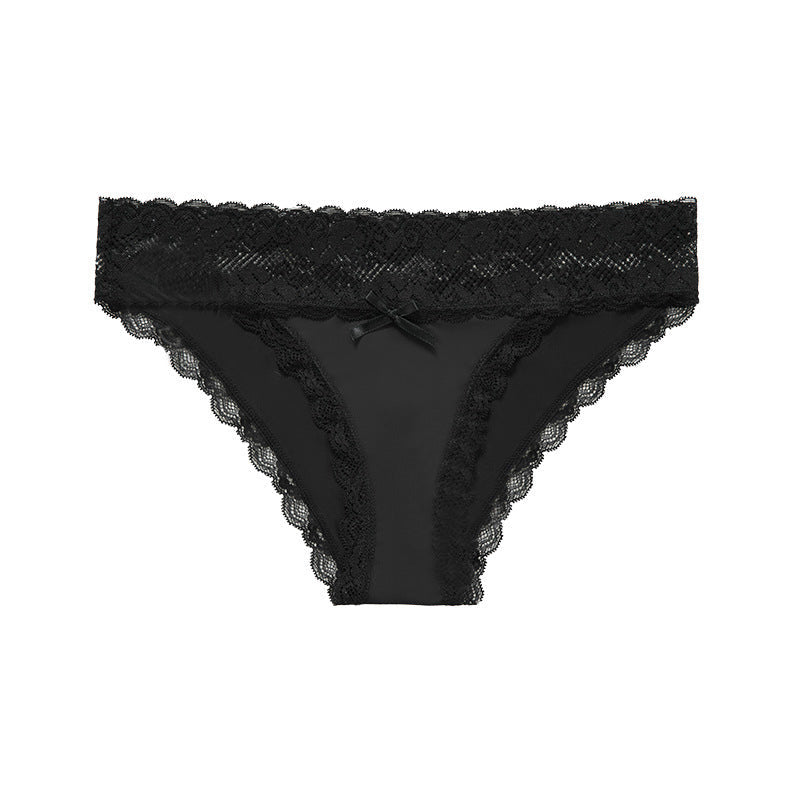 French Lace Splicing No Trace Thin Breathable Sports Low Waisted Panties