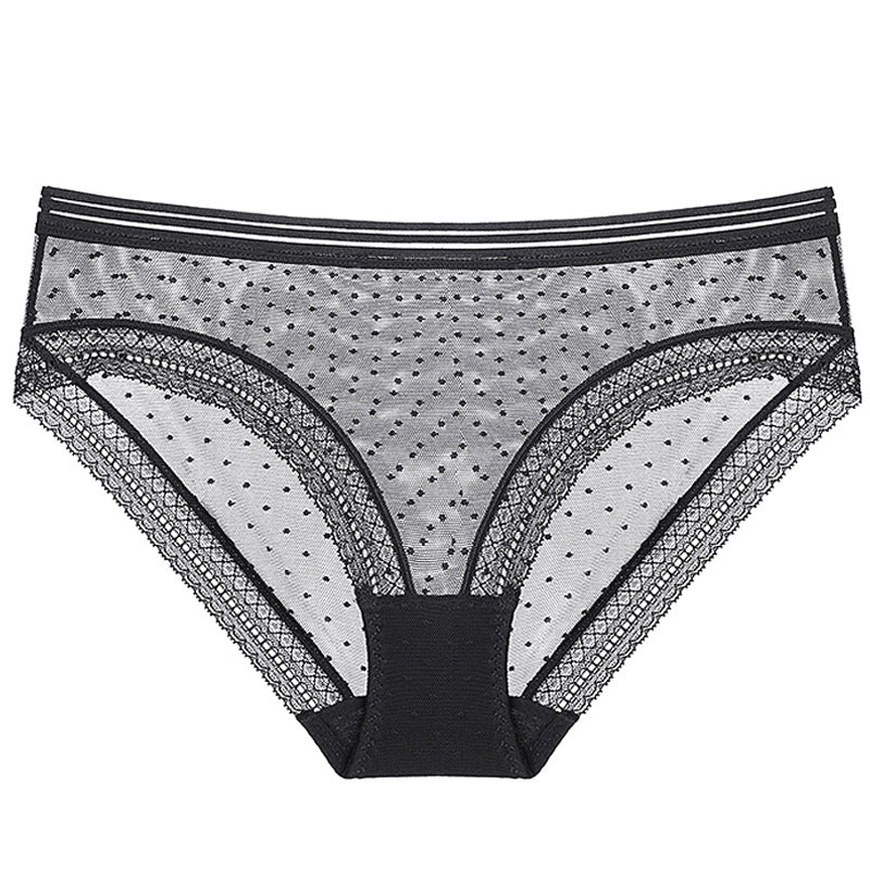 Elegant & Comfortable Polka Dot Mesh Lace Triangle Panties