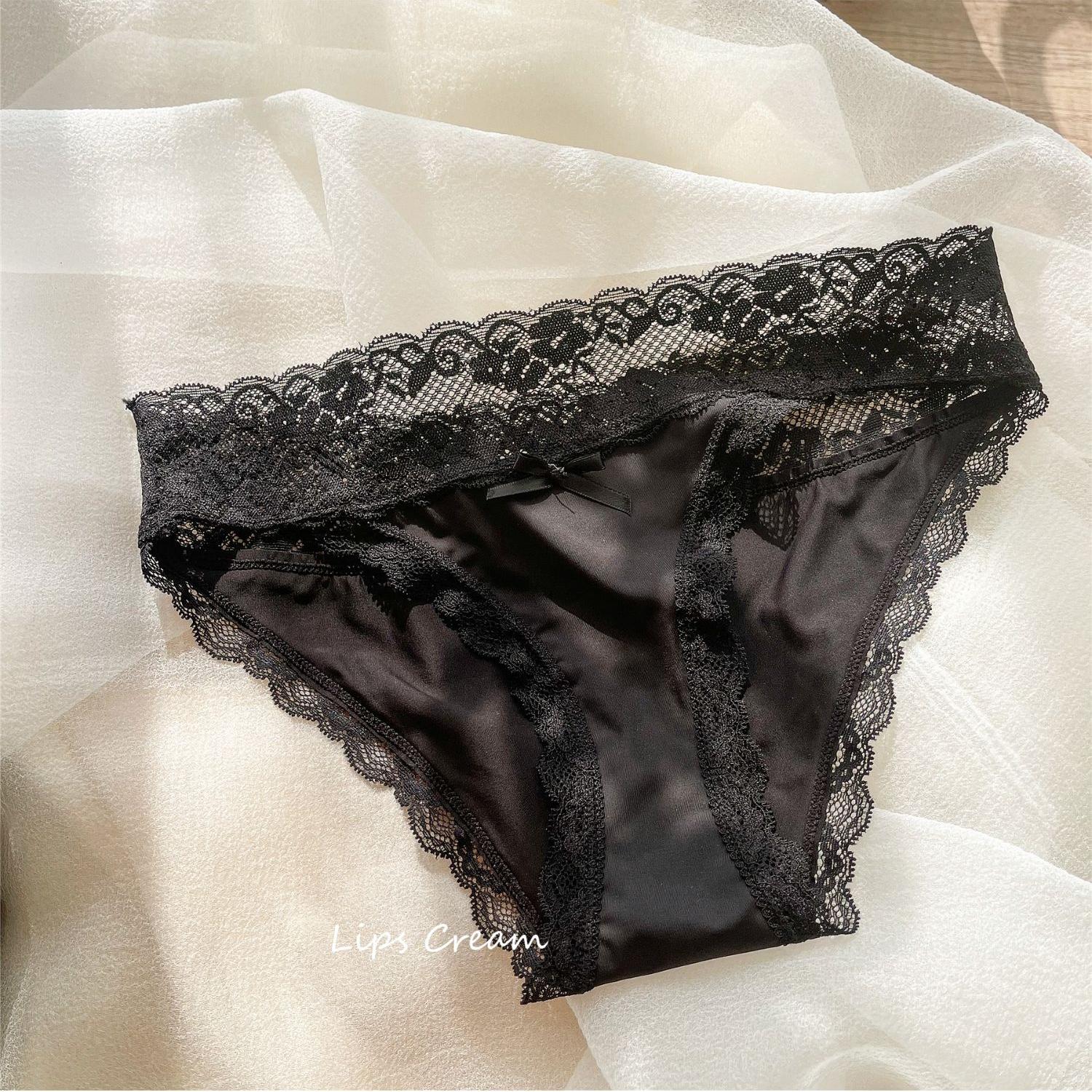 French Lace Splicing No Trace Thin Breathable Sports Low Waisted Panties