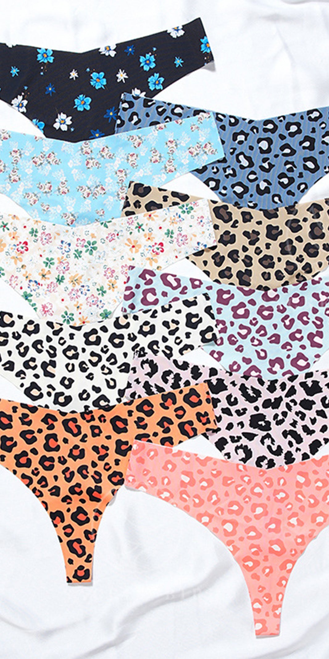 Sexy Low Waist Plus Size Panties Seamless Ice Silk Leopard Thong