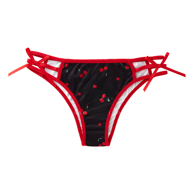 Sexy Printed Design Low Rise Bowknot Sports Panties