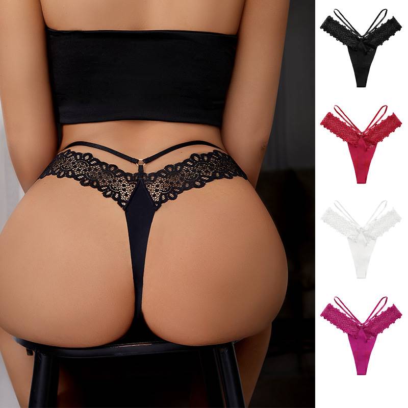 French Lace Splicing Ice Panties Spaghetti Straps Sexy Thongs