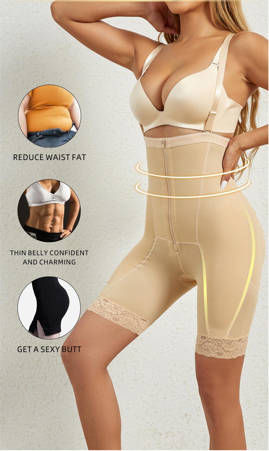 High Waist Shapewear Sling One-piece Zipper Tummy & Buttock Enhancement Bodysuit