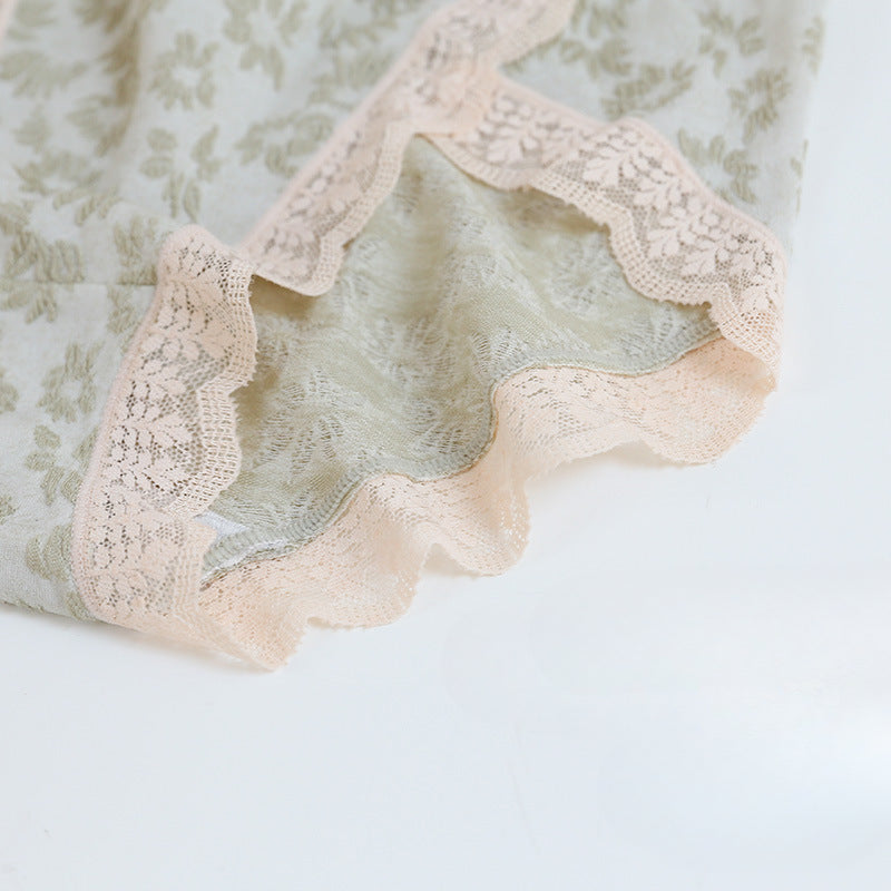 French Romantic Elegance Lace Floral Mid-Waist Triangle Panties