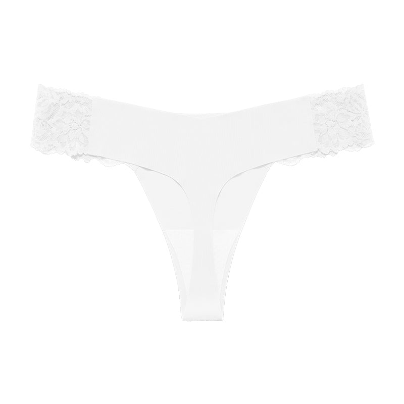 Sexy Lace Edge Splicing Seamless Fitted Invisible Yoga Panties Thong