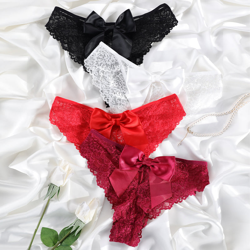 Lace Wrap Big Bow Sexy Triangle Panties