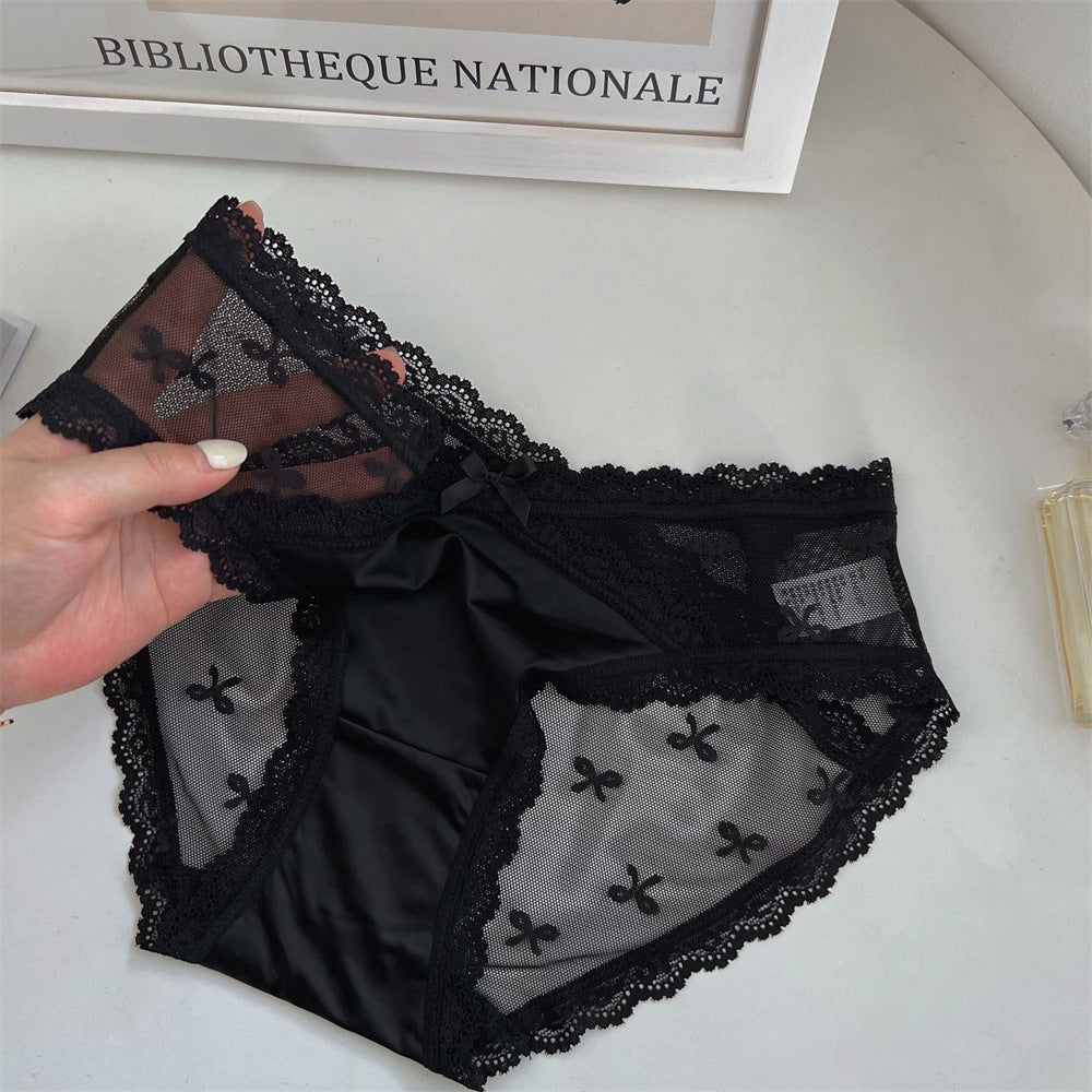 French Sexy Crossover Satin Lace Waist Triangle Panties