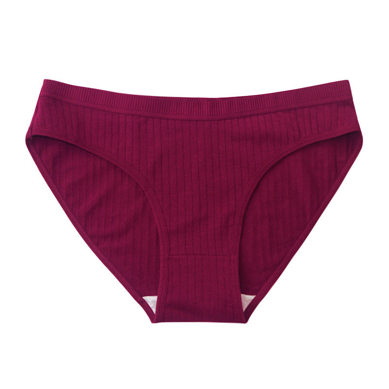 Cotton Mid Waist Solid Color Triangle Panties