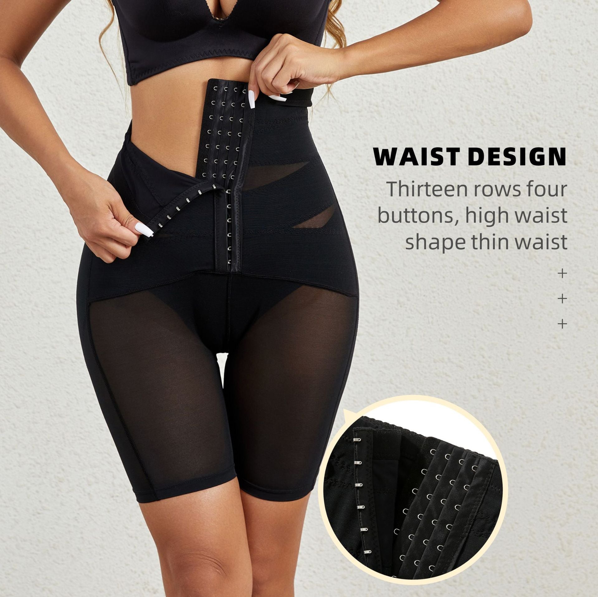 High Waist Tummy Tuck Button Shaping Pants Hip Lifting Body Pants