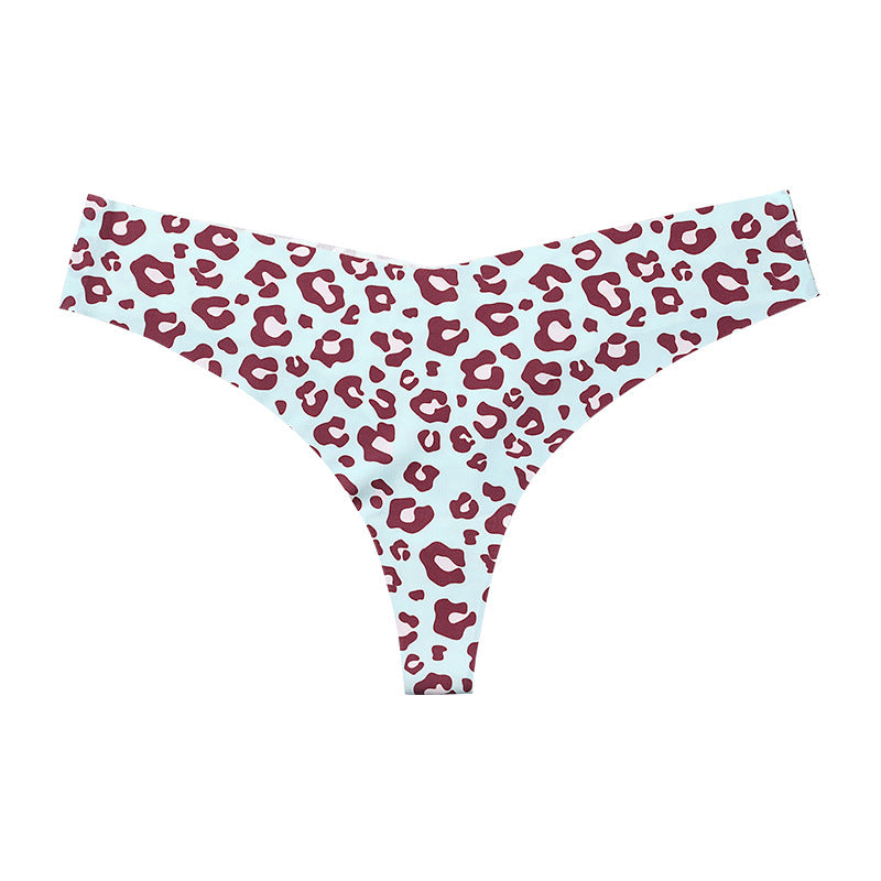 Ice Silk Sleek Animal Print T-Back Thongs Panties