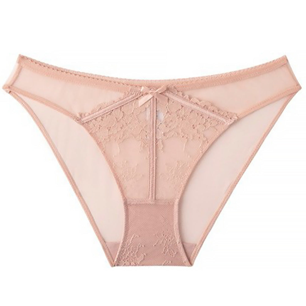 French Sexy Ultra-thin Lace Hollow Embroidered Mesh Triangle Panties