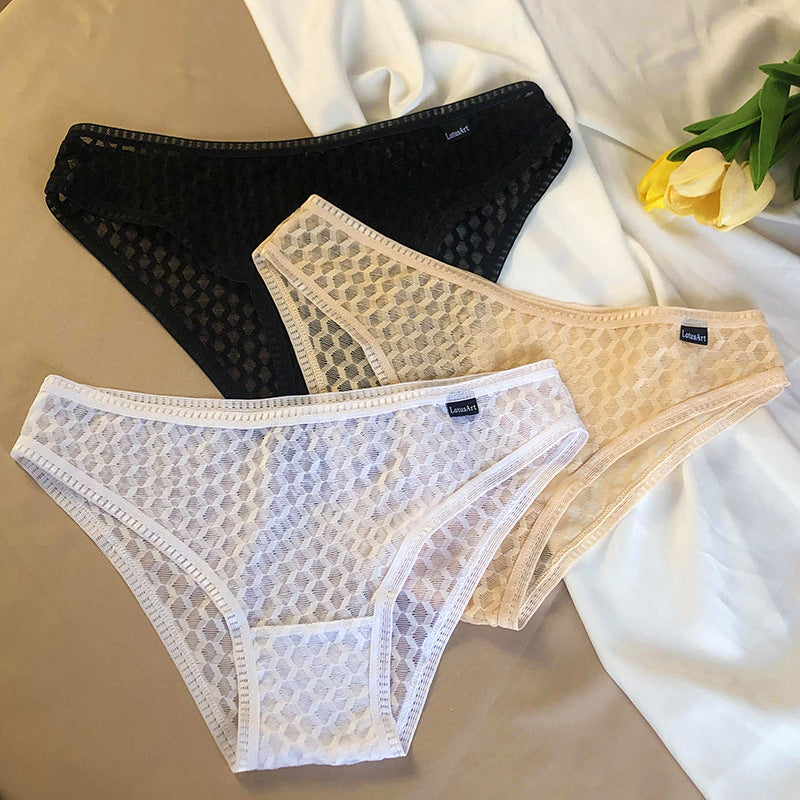 Lace Mesh Sexy Low Waisted Triangle Panties