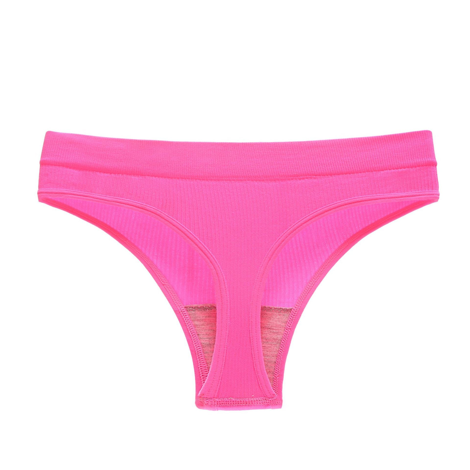 Plus Size Solid Color Mid Waist Fitness Sports Sexy Thongs Threaded T Panties