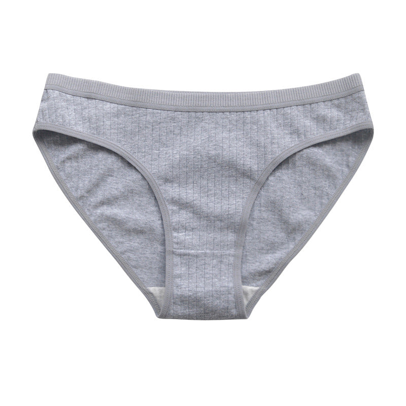 Cotton Mid Waist Solid Color Triangle Panties