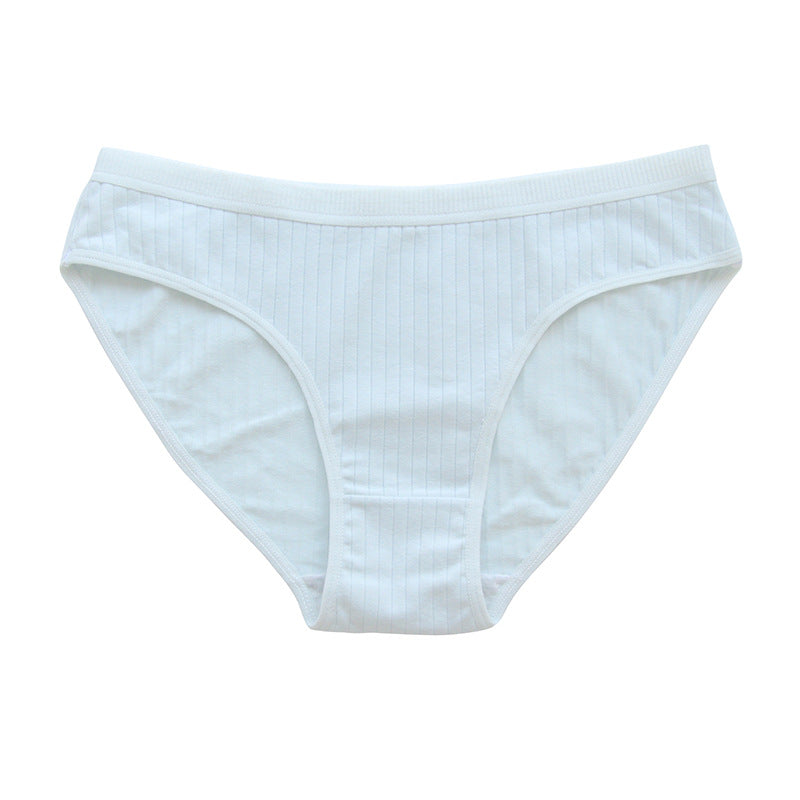 Cotton Mid Waist Solid Color Triangle Panties