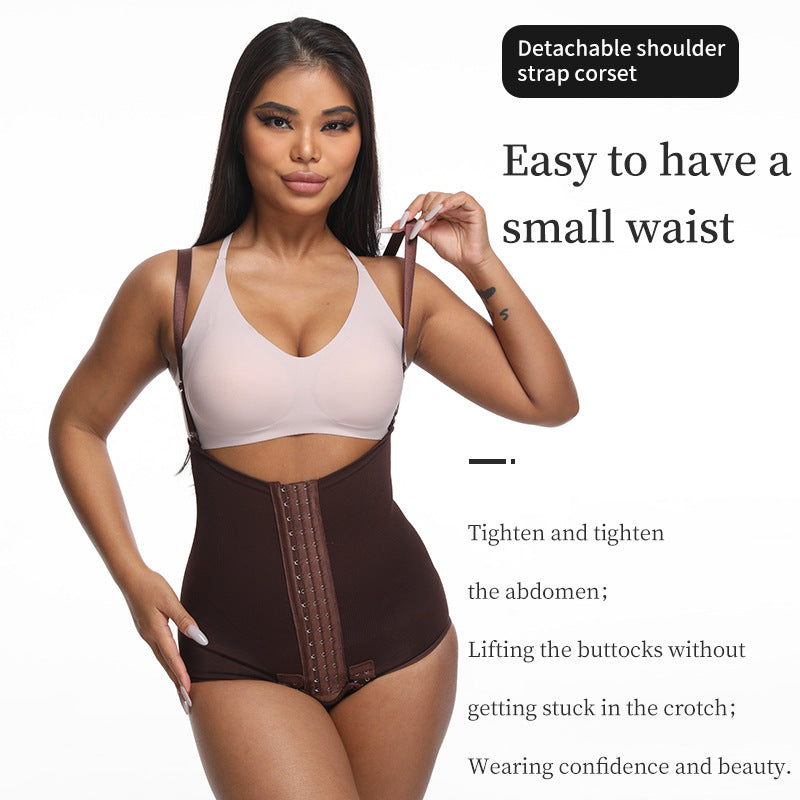 High-Waisted Suspender Belt Tummy Tightening Shaping Jumpsuit