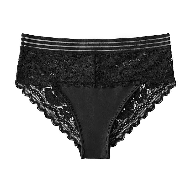 Personalized Webbing Waist Side Splicing Lace Low Rise Triangle Panties