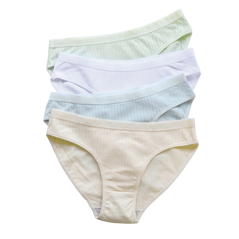 Cotton Mid Waist Solid Color Triangle Panties