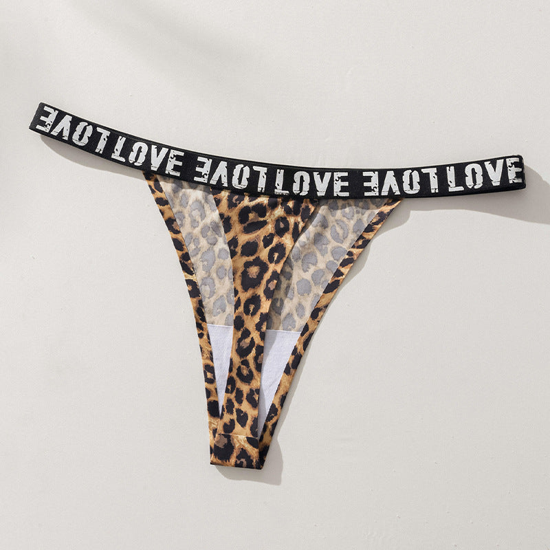 Ice Silk Sexy Leopard Print Nude Seamless Thongs Panties