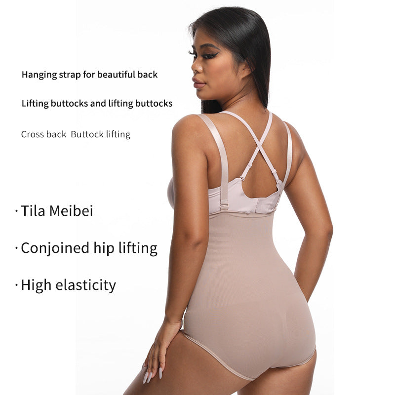 High-Waisted Suspender Belt Tummy Tightening Shaping Jumpsuit