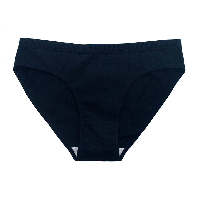 Cotton Mid Waist Solid Color Triangle Panties