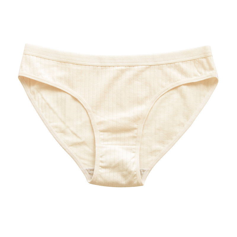 Cotton Mid Waist Solid Color Triangle Panties