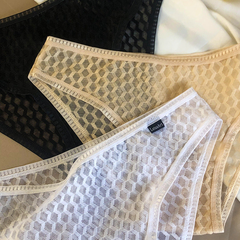 Lace Mesh Sexy Low Waisted Triangle Panties