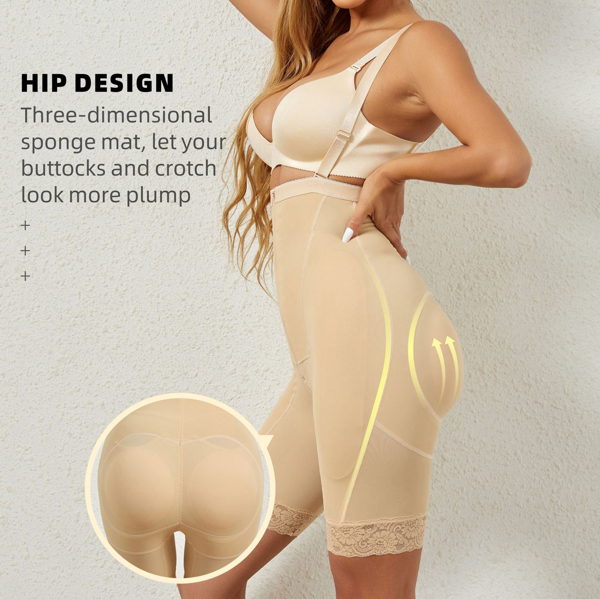 High Waist Shapewear Sling One-piece Zipper Tummy & Buttock Enhancement Bodysuit