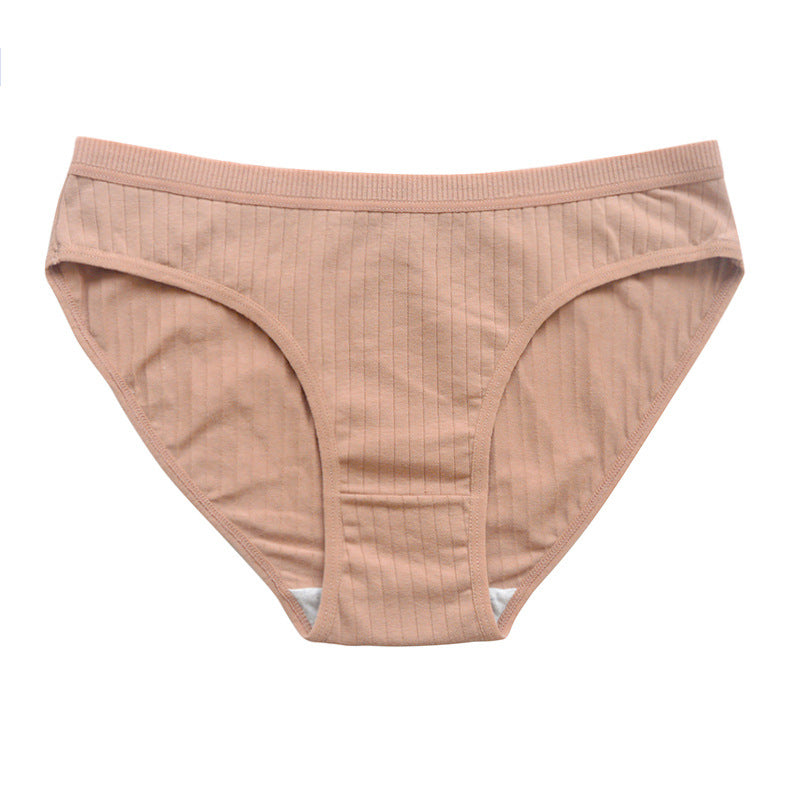 Cotton Mid Waist Solid Color Triangle Panties