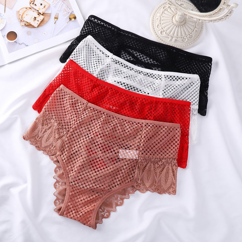 High Waisted Tummy Tightening Lace Cross Tie Hollow Out Triangle Panties