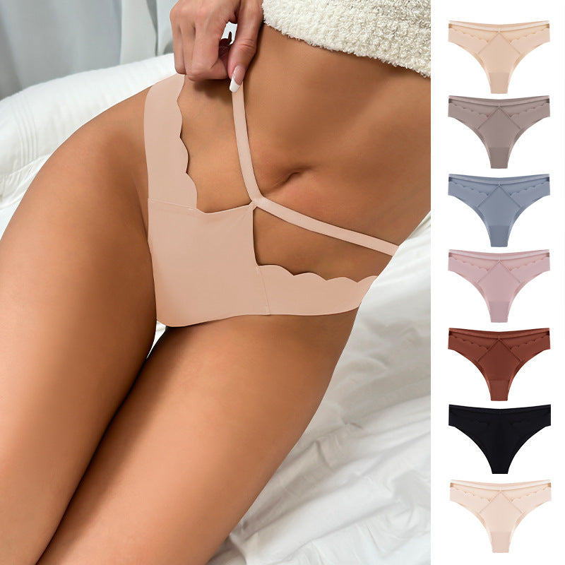 Sexy Ice Silk Lift Hip Low Waist Panties No Trace Invisible Sports Triangle Pants