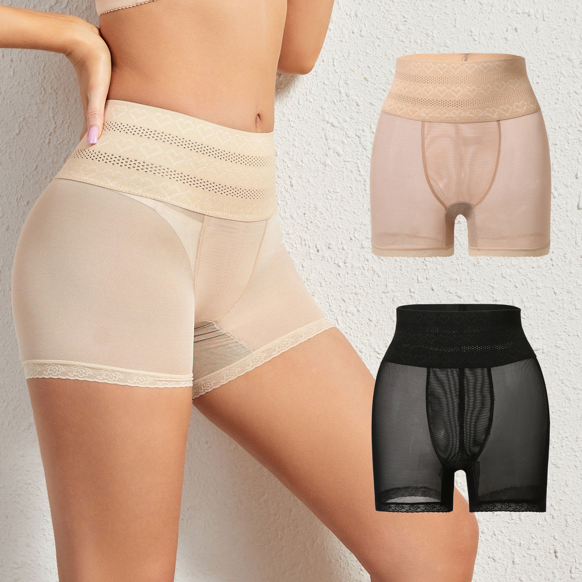 High Waist Shaping Tummy Tuck Pants Hip Lifting Mesh Bottom Panties Shapewear