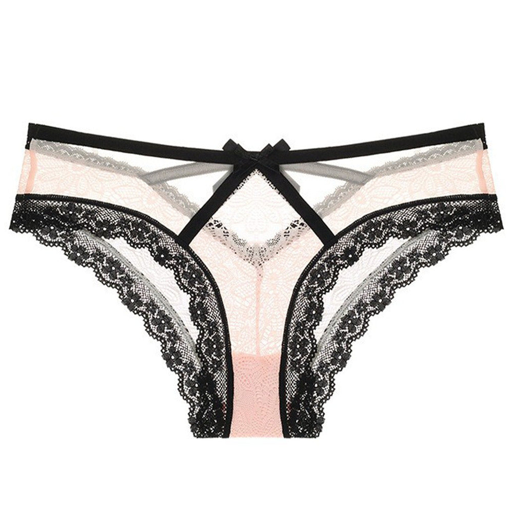 French Sexy Bow Romantic Lace Panties Ultra Thin Triangle Panties