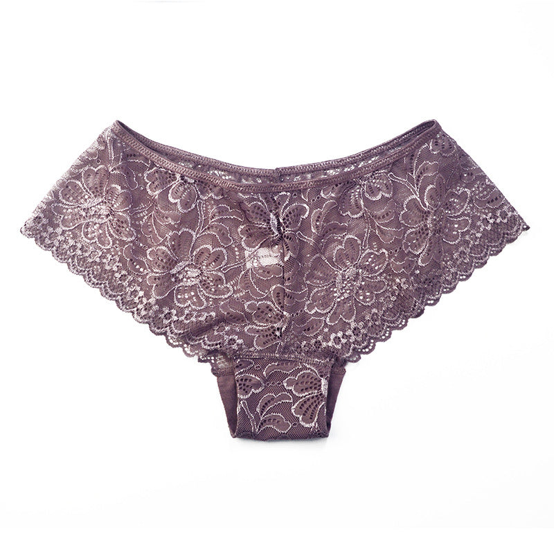 Sexy Lace Panties Hollowed Out Hip Lifting Low Waisted Boxer Briefs