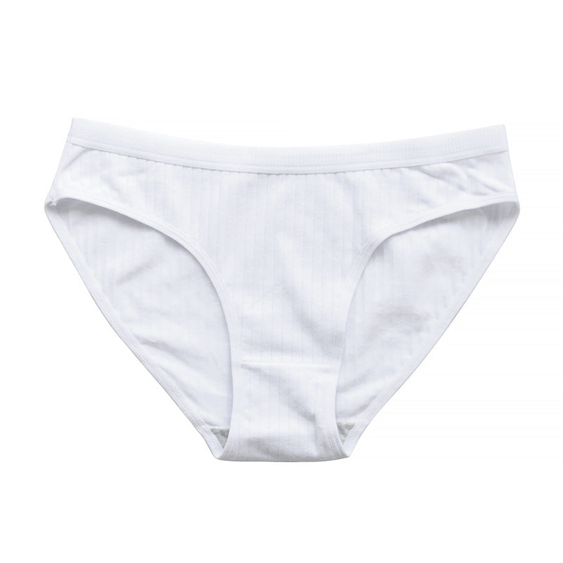 Cotton Mid Waist Solid Color Triangle Panties