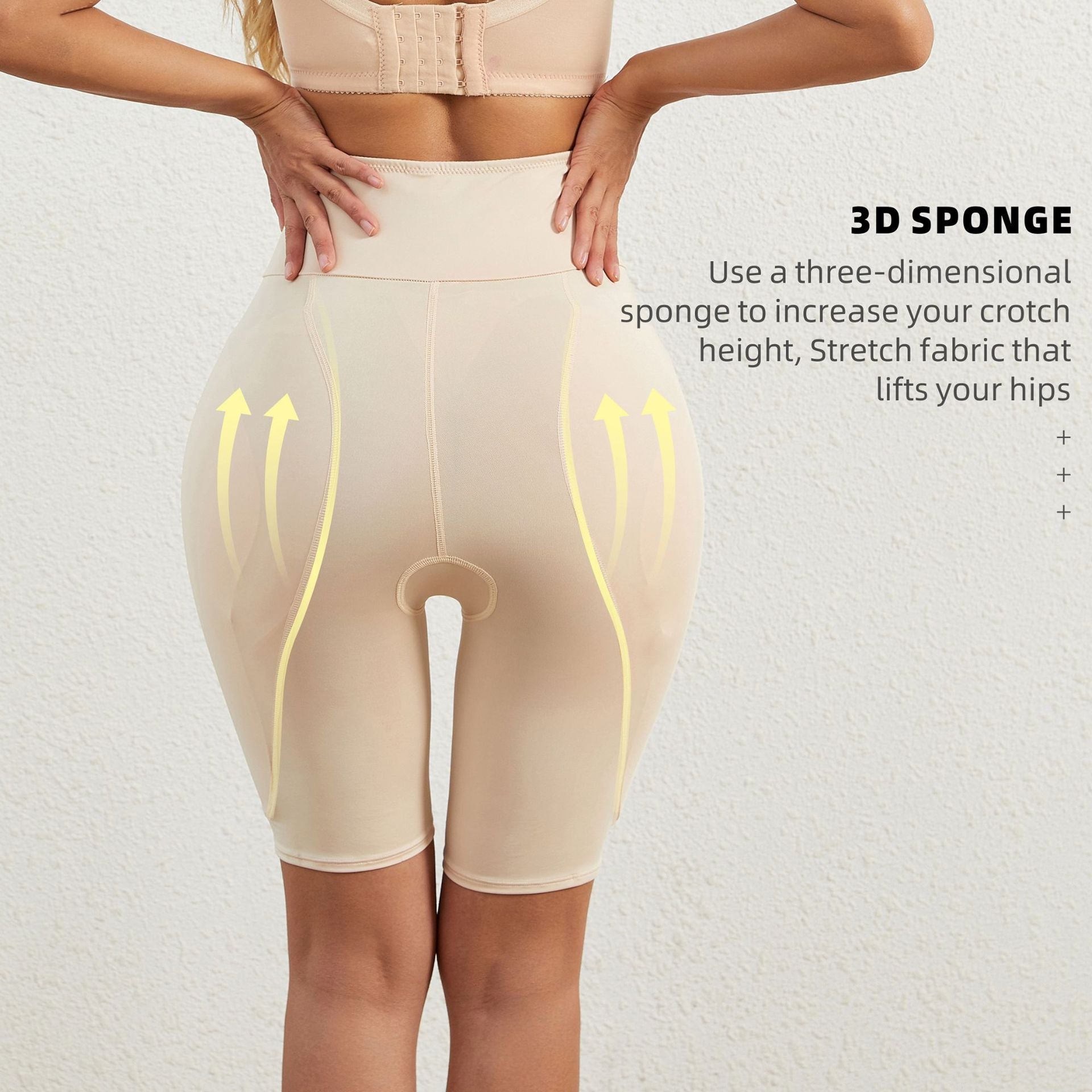 Buttoned Body Lift Fake Butt Sponge Padded Tummy Tuck Shaping Pants