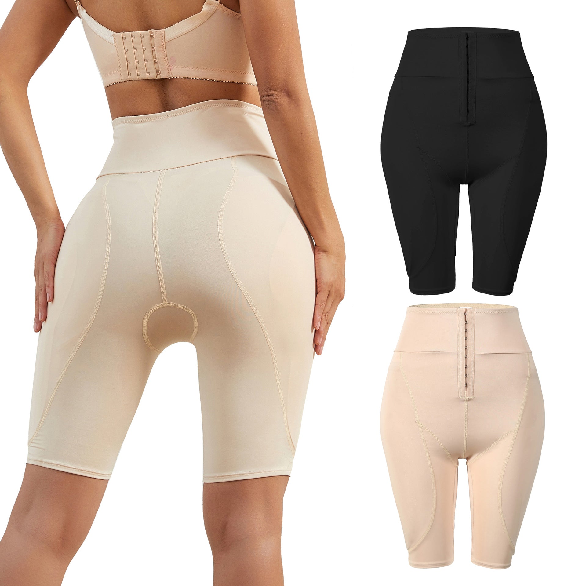 Buttoned Body Lift Fake Butt Sponge Padded Tummy Tuck Shaping Pants