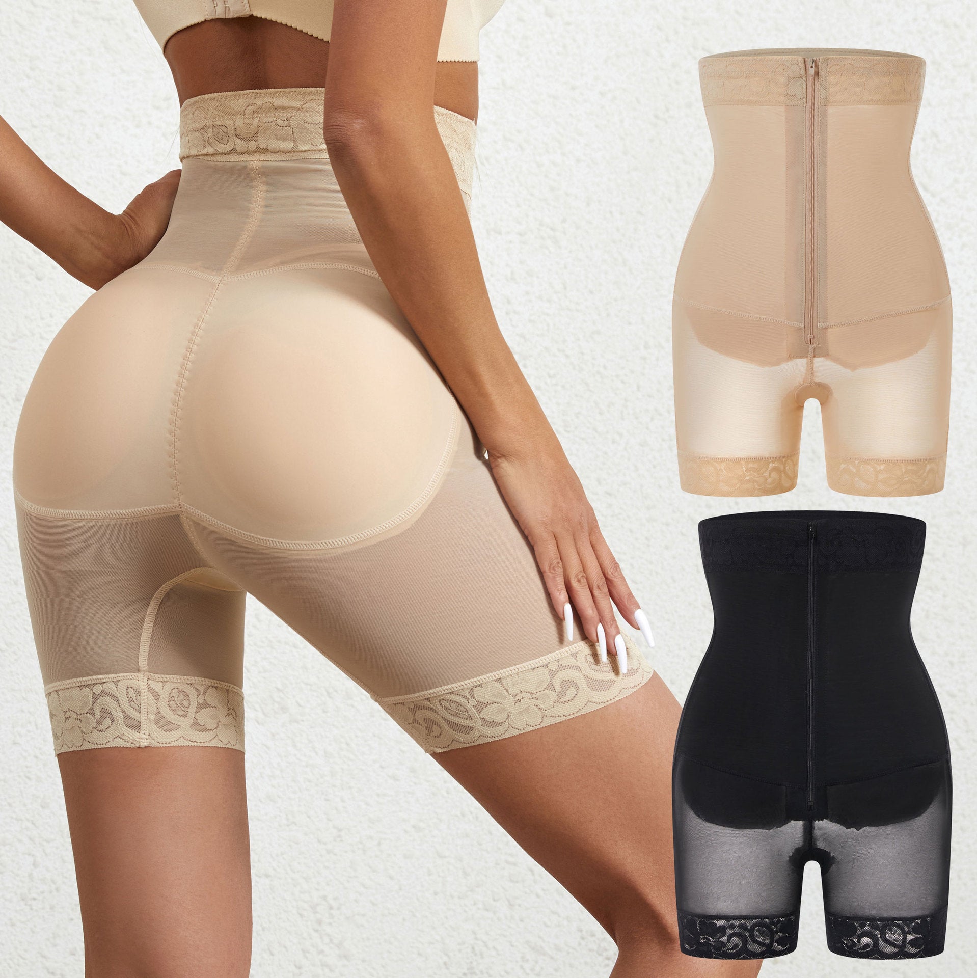 High Waisted Body Shaping Buttoned Body Zipper Tummy Tuck Pants