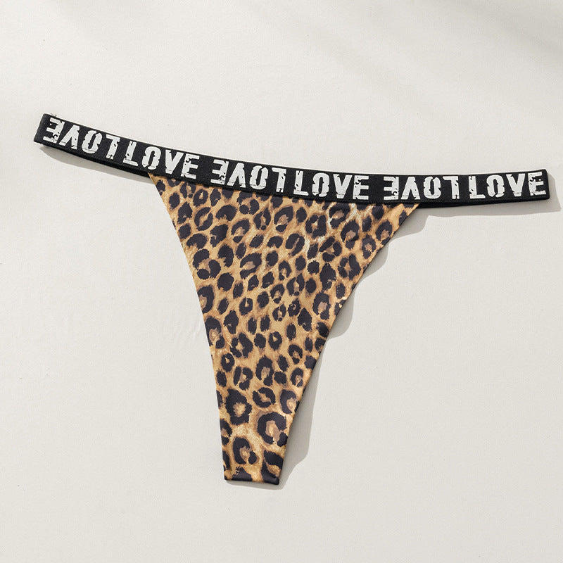 Ice Silk Sexy Leopard Print Nude Seamless Thongs Panties