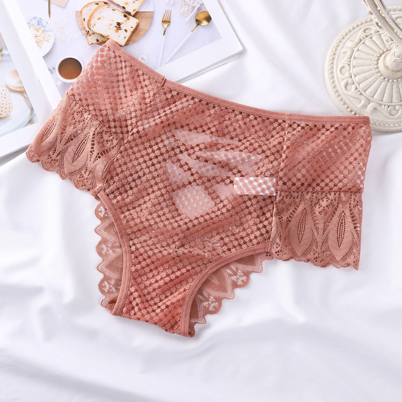 High Waisted Tummy Tightening Lace Cross Tie Hollow Out Triangle Panties