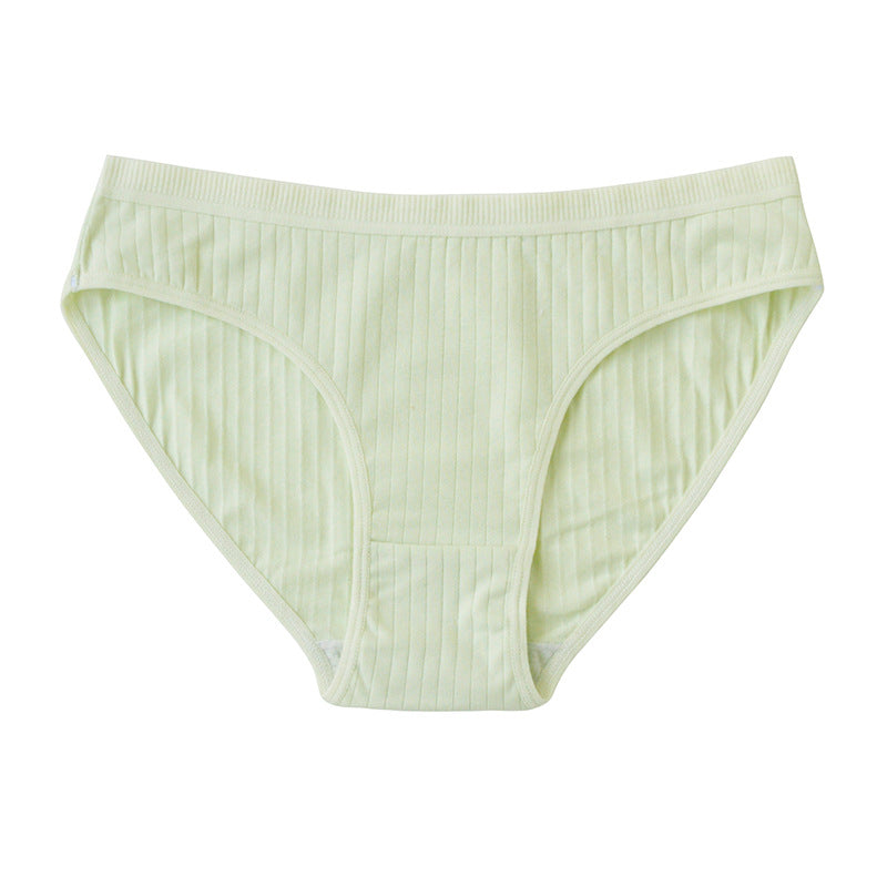 Cotton Mid Waist Solid Color Triangle Panties