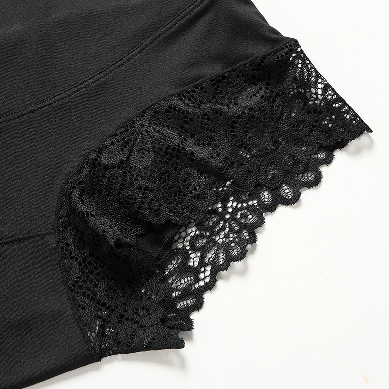 High Waist Sexy Hip Flat Angle Lace Splicing Anti-Glare Panties