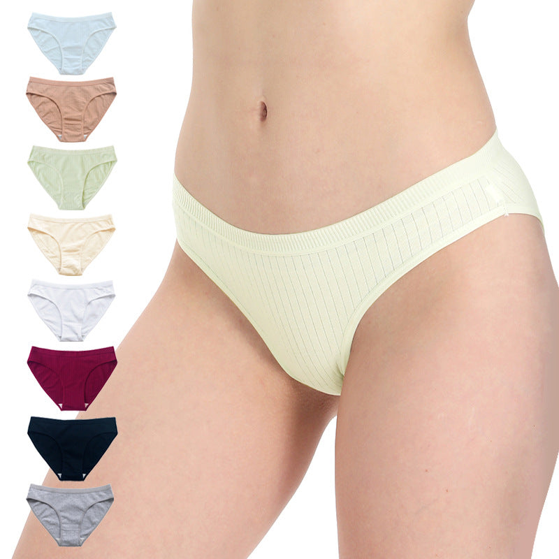 Cotton Mid Waist Solid Color Triangle Panties