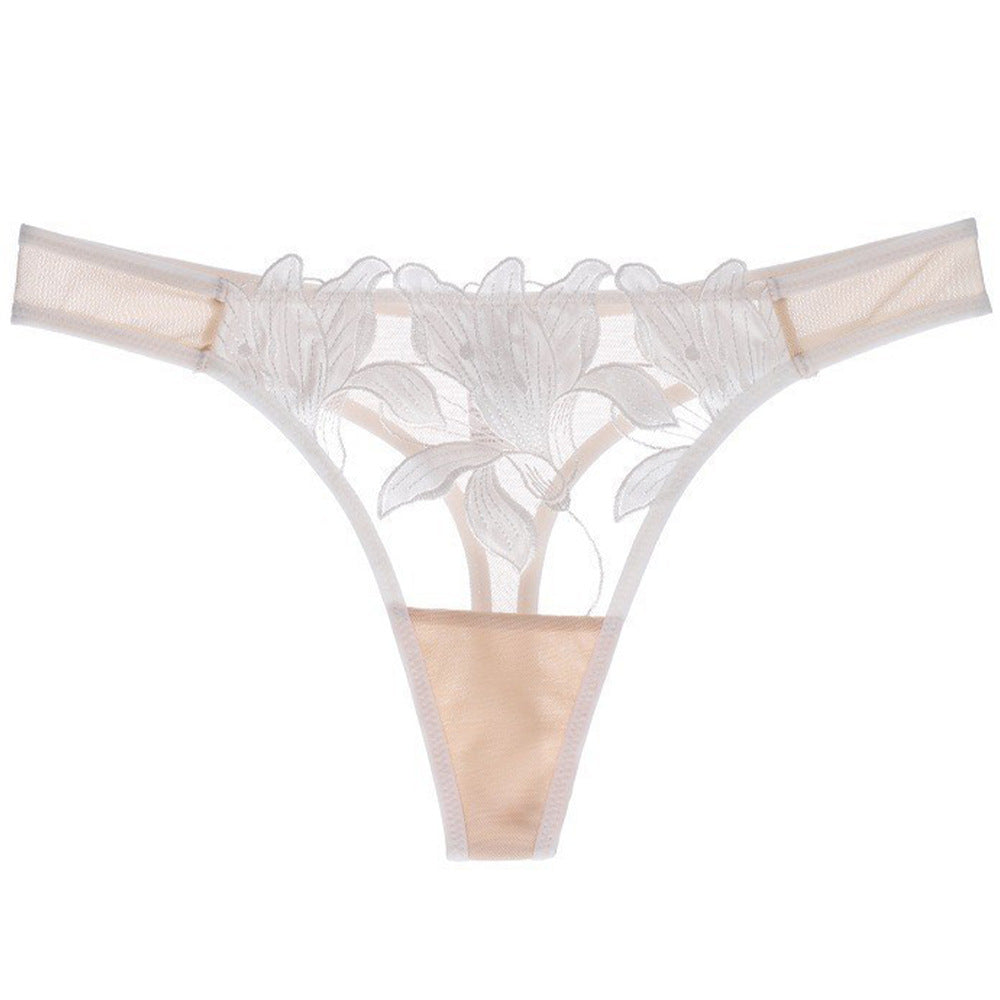 French Sexy Panty Applique Embroidered Mesh Panties Thongs