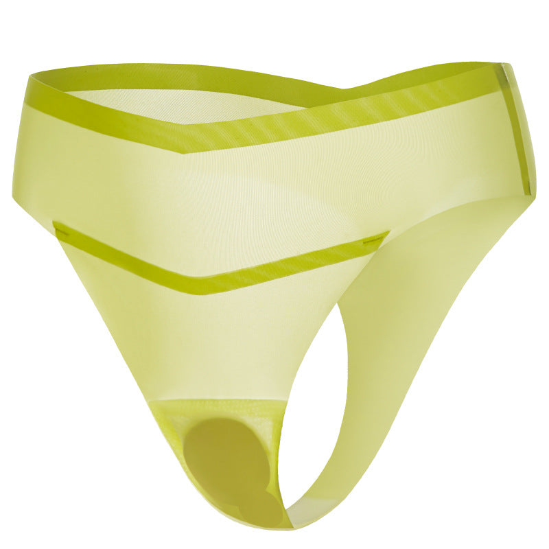 Ultra Thin Ice Silk Seamless Sports Yoga Thong Panties