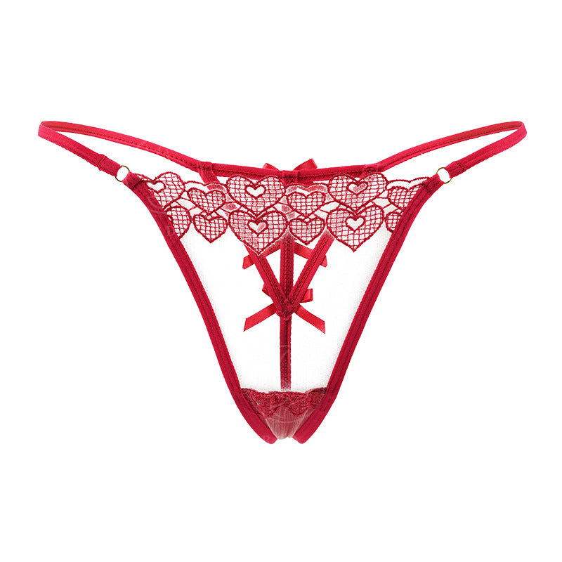 Bow Sexy Mesh Splicing Thongs Panties