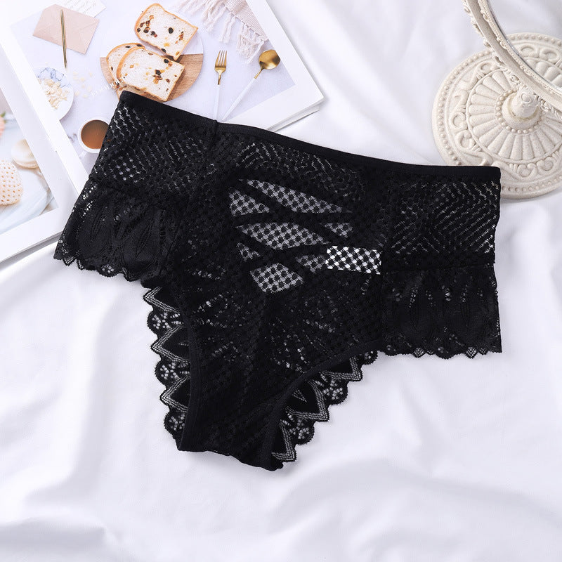 High Waisted Tummy Tightening Lace Cross Tie Hollow Out Triangle Panties