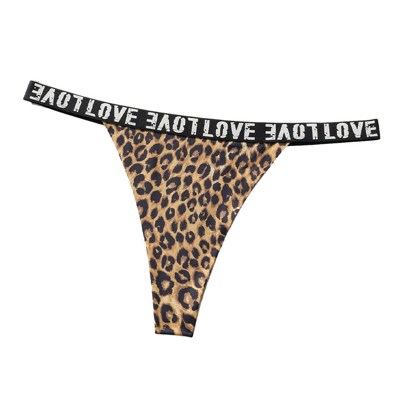 Ice Silk Sexy Leopard Print Nude Seamless Thongs Panties