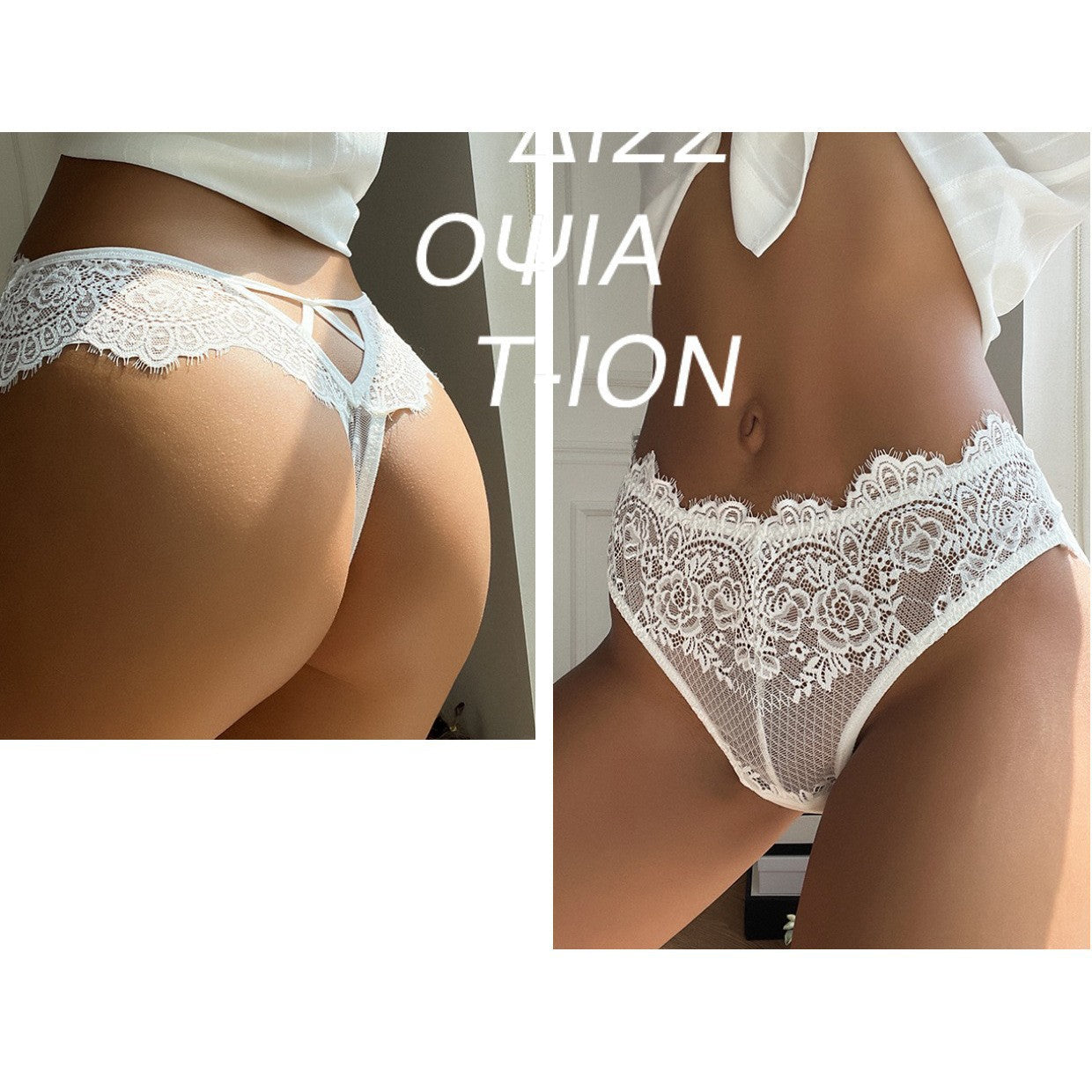 Sexy Lace Thong Thin See-Through Hollow Out Low Waist Panties