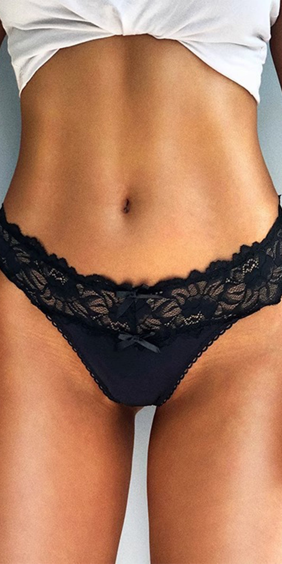 Sexy Lace Low Waist Hollow Out Rear Cross Thong Panties